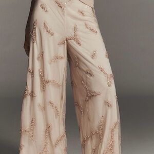 Anthropologie Bl^nk Diletta beaded wide leg pant
